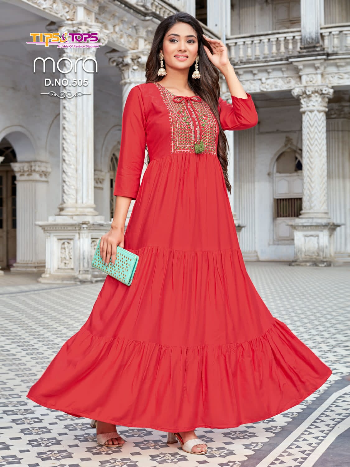 MORA Vol 5 New Designer Fancy Festive Wear Heavy Rayon Long Anarkali  Kurti Collection